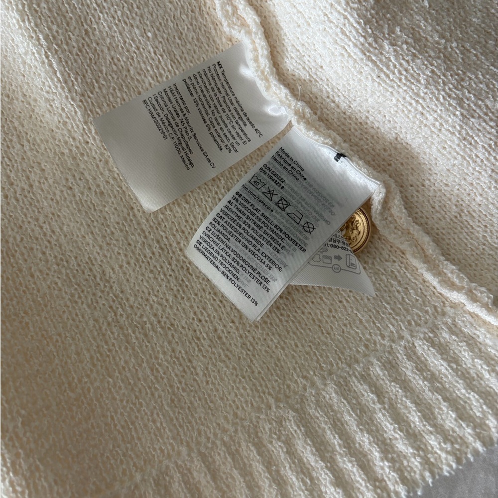 H&M Cream Bouclé Knit Cardigan with Gold Buttons - Picture 7 of 9